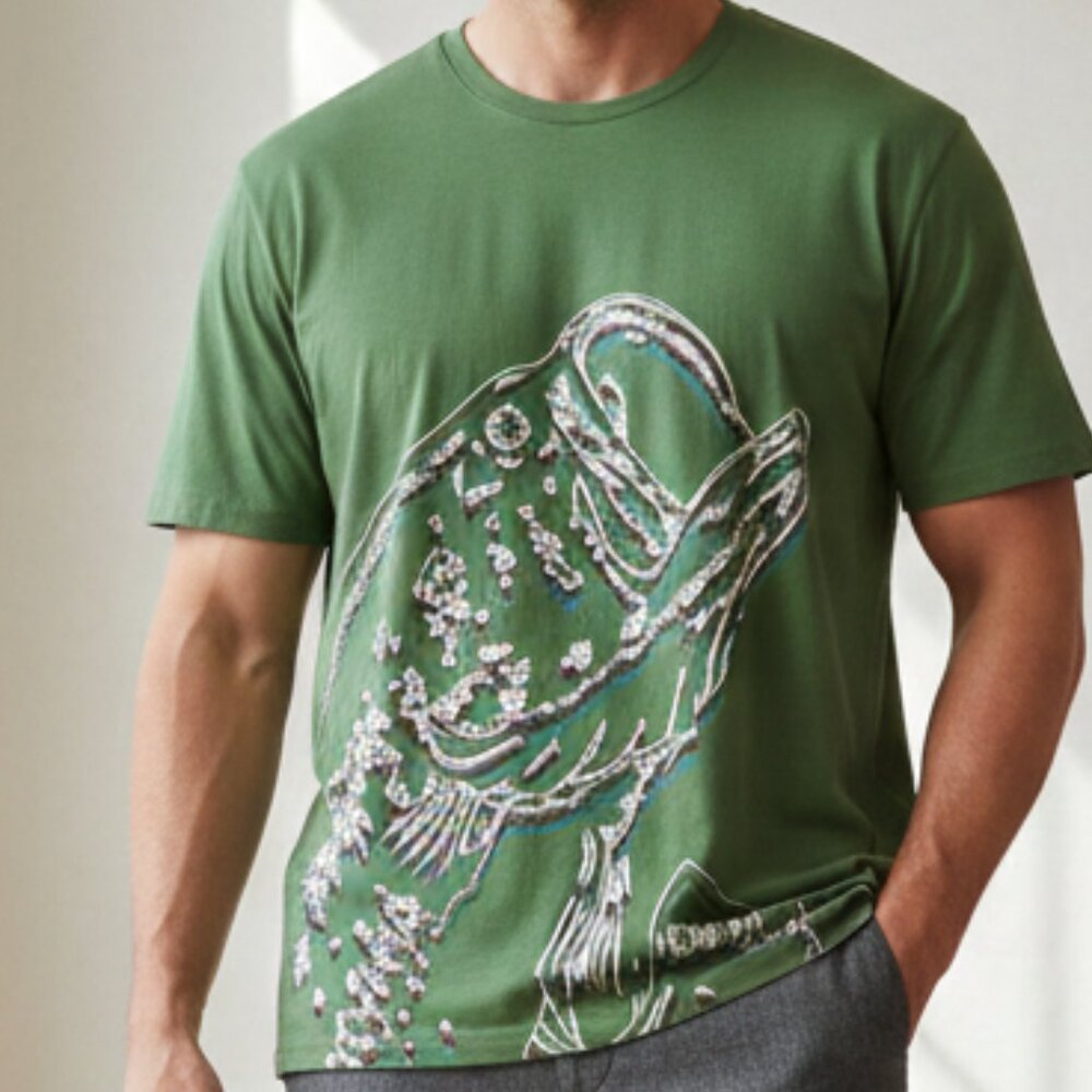 Fishing‎ Bass Graphic Under Armour Green Tee XXL